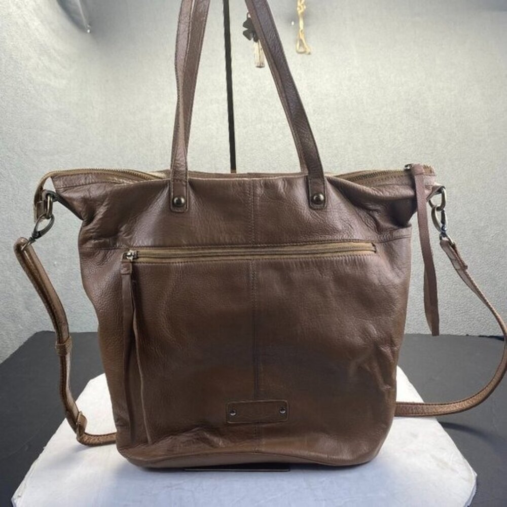 Lucky Brand Brown Leather Tote with Quilted Design